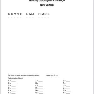 Holiday Cryptogram Puzzles Printable | 23 Holiday Activity Pack | Word Games | Classroom Fun | Instant Download