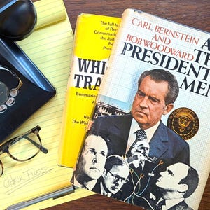 1974 Watergate 2-Book Bundle All The President's Men & White House Transcripts 70s Politics Hardcover BCE