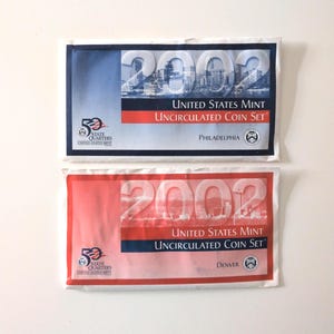 2002 Uncirculated Coin Set With State Quarters & Sacagawea Denver And Philadelphia Mints OGP COA