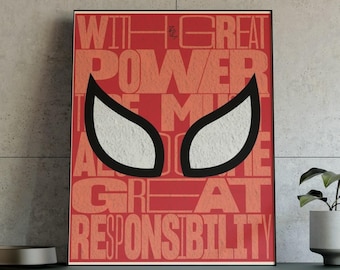 Spider-Man Quote Wall Art Print | Superhero Home Decor | Digital Download