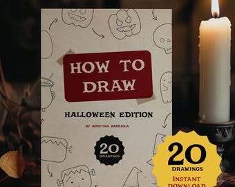 How to draw 20 cute & spooky Halloween things|Easy Step by Step Drawing Book|Printable Worksheets|Learn to draw for beginners|Art Activities
