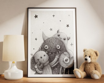 Cute monsters Wall Art | Instant Download | Nursery Room Print | cute wall art for kids | baby-shower gift | gift for kids
