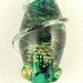Green & Silver Lampwork Glass Focal Bead