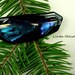 SALE Dichroic Fused Glass Barrette of Dark Aqua 3 inches in width 1 1/2 inch clasp