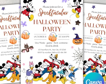 Halloween Birthday Party Invitation | Mickey Mouse and Friends | Spooky Instant Download Invitation | Halloween Digital Invite
