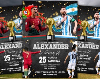 Ronaldo Birthday Invitation, CR7 invitation, Editable Ronaldo Invitation, Soccer Invitation, Canva Template, Instant Download, ANY AGE