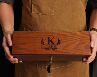 Boîte à montres personnalisée en bois à 6 emplacements, boîte avec serrure et clé, cadeau gravé pour collectionneur de montres, organiseur pour hommes, cadeau de fête des pères