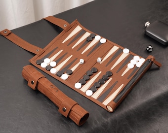 ヴィンテージ CHOUETTE バックギャモン トラベルセット：ブラウン