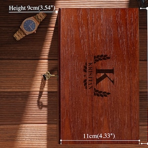 Boîte à montres personnalisée en bois avec serrure et clé, vitrine de montre personnalisée pour homme, 6 emplacements, cadeau pour lui, cadeaux de la Saint-Valentin image 8