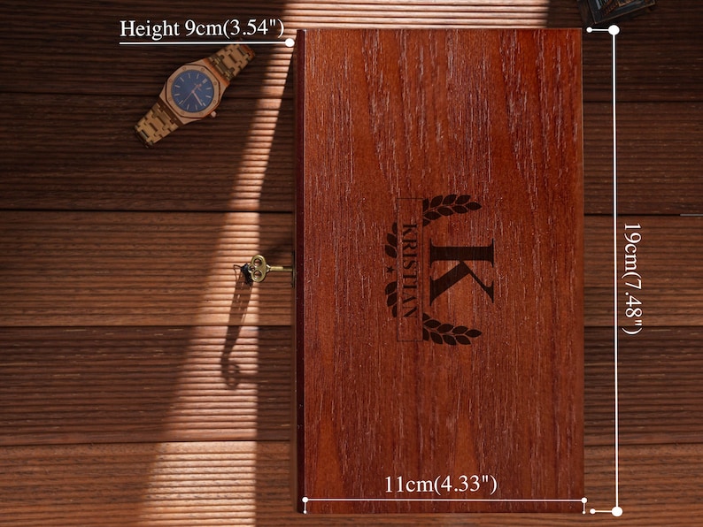 Boîte à montres personnalisée en bois avec serrure et clé, vitrine de montre personnalisée pour homme, 6 emplacements, cadeau pour lui, cadeaux de la Saint-Valentin image 8