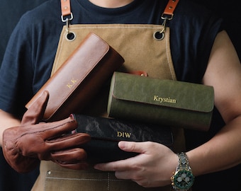 Estuche enrollable de cuero de lujo personalizado para relojes, caja de regalo para hombre, regalo para padrino de boda, estuche de viaje personalizado para relojes, regalo para el Día del Padre
