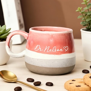 Personalized Two-Tone Ceramic Mug, Dr Coffee Mug, Engraved Tea & Coffee Cup, PHD Graduation Gift, Appreciation Gift for Teacher