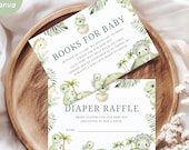 Hatching Soon Baby Shower Cards, Diaper Raffle, Books for Baby, Thank You Card, Dinosaur Baby Shower Boy, Editable Canva Template, HSB