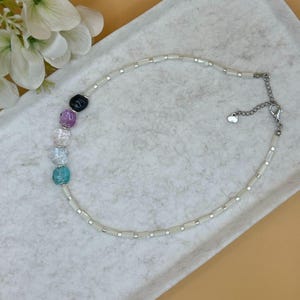 Crystal Comet Necklace: Mother of Pearl Pendant, Handmade Jewelry