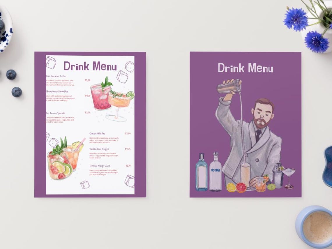 Editable Bar Menu Template | Cocktail and Drink Menu Design | Pub ...