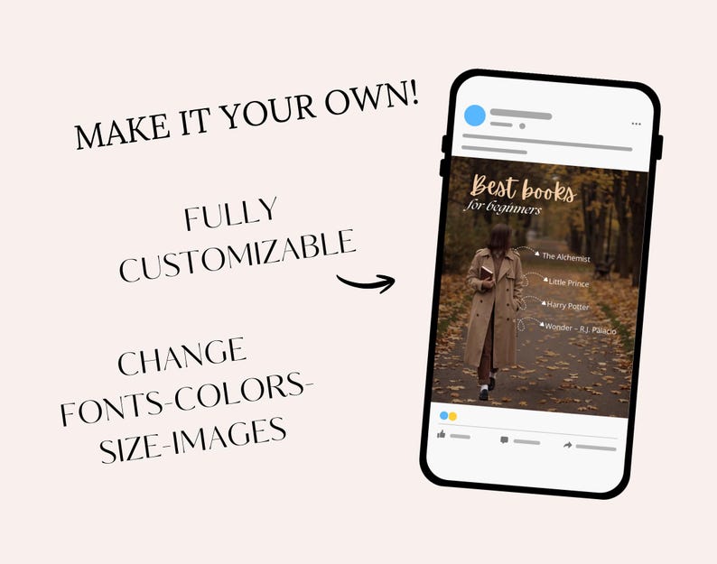 Instagram post templates for book lovers and authors