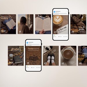 Cozy brown Bookstagram templates for viral book content