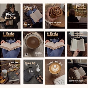BookTok Instagram post templates with cozy brown aesthetic