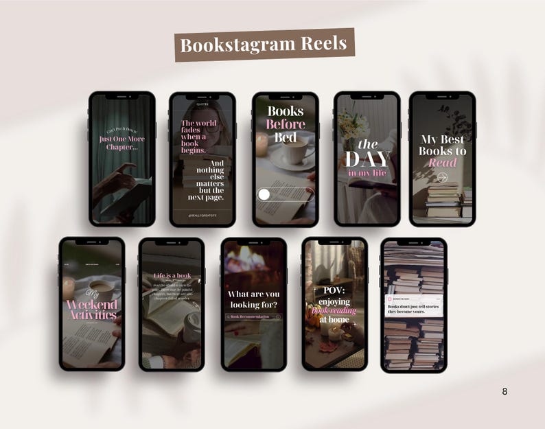 Bookstagram reels cover templates for Instagram video content