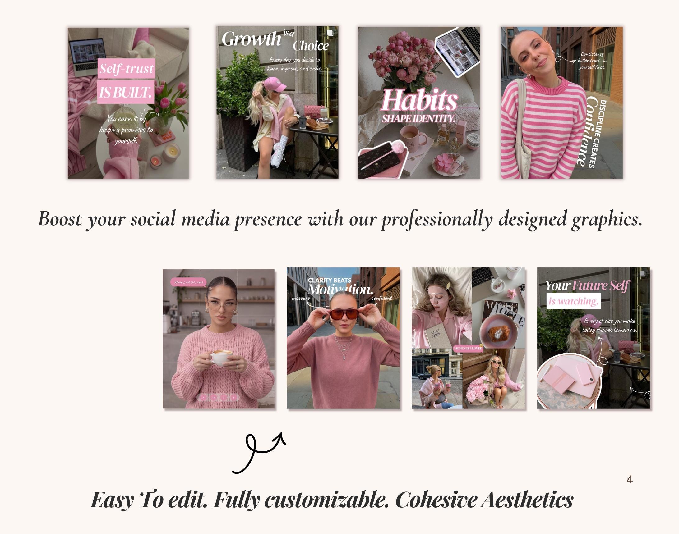 Pink Aesthetic Instagram Templates, Social Media Agency Coaching Kit ...