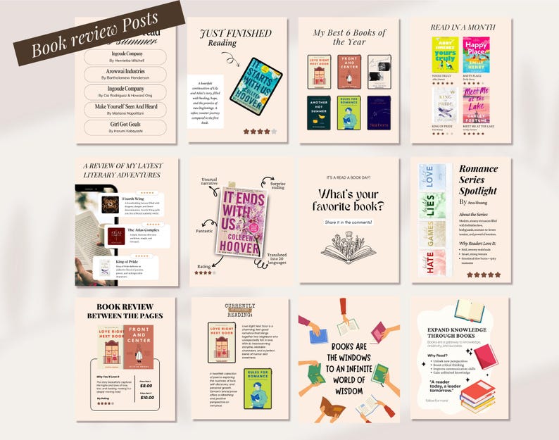500+ Bookstagram Canva Templates Bundle | Posts, Stories, Reels, Carousals | Book Lover Social Media Post | Bookish Creator Instagram Kit image 2