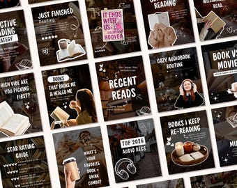 Golden Hour Bookstagram Templates, Cozy Brown Booktook Instagram Posts for Book Lovers, Authors & Readers, Trendy Canva Viral Aesthetics