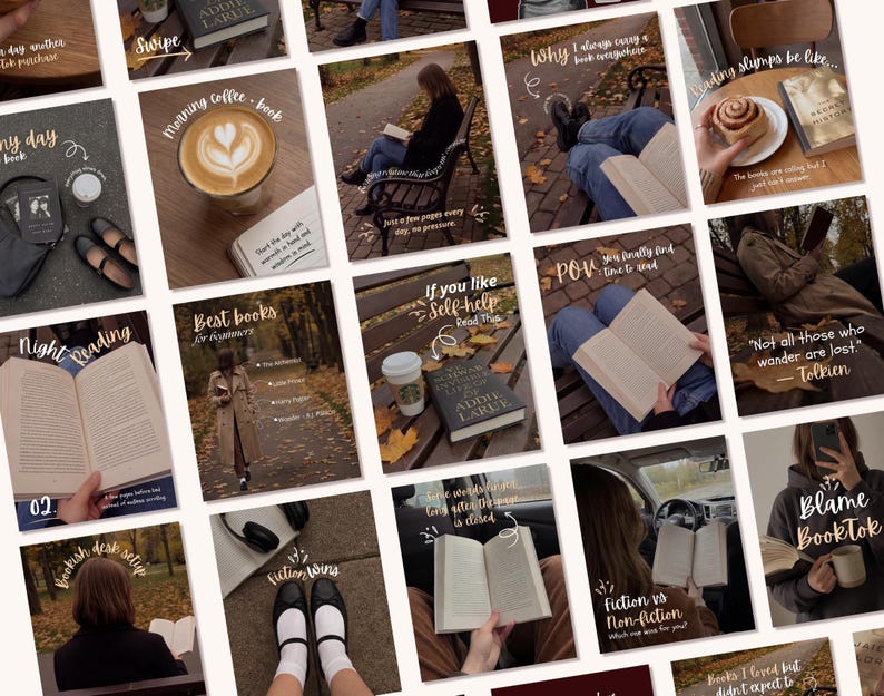 Brown aesthetic Instagram templates for BookTok creators