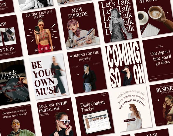 Modern Aesthetic Burgundy & Beige, Trendy Luxury Post, Personal Brand, Content Creators, Social media manager Canva Instagram viral template