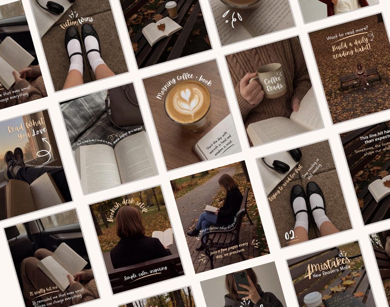 Brown Bookstagram Canva templates for book lovers and readers
