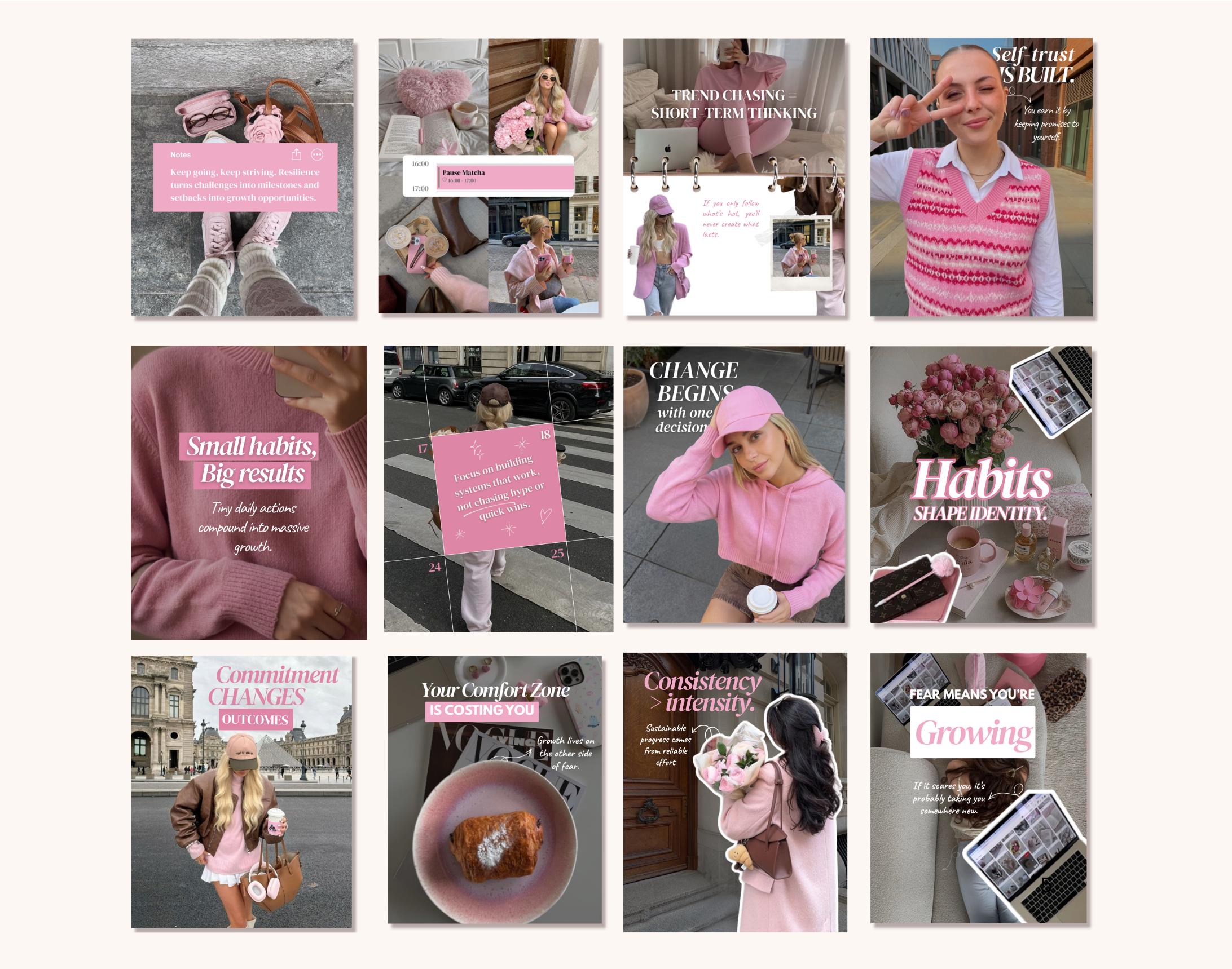 Pink Aesthetic Instagram Templates, Social Media Agency Coaching Kit ...