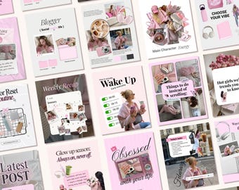 Pink Aesthetic Instagram Templates, Content Creator Posts, UGC Style, Social Media Agency Kit, Modern Trendy Canva Storytelling SMM Viral