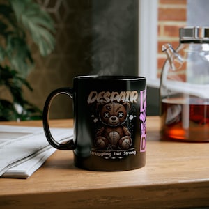 Punk Rock Black Mug - 11oz or 15oz, Perfect Gift for Music Lovers, Birthday Present, Unique Home Decor, Unisex Coffee Cup, Fun Collectible