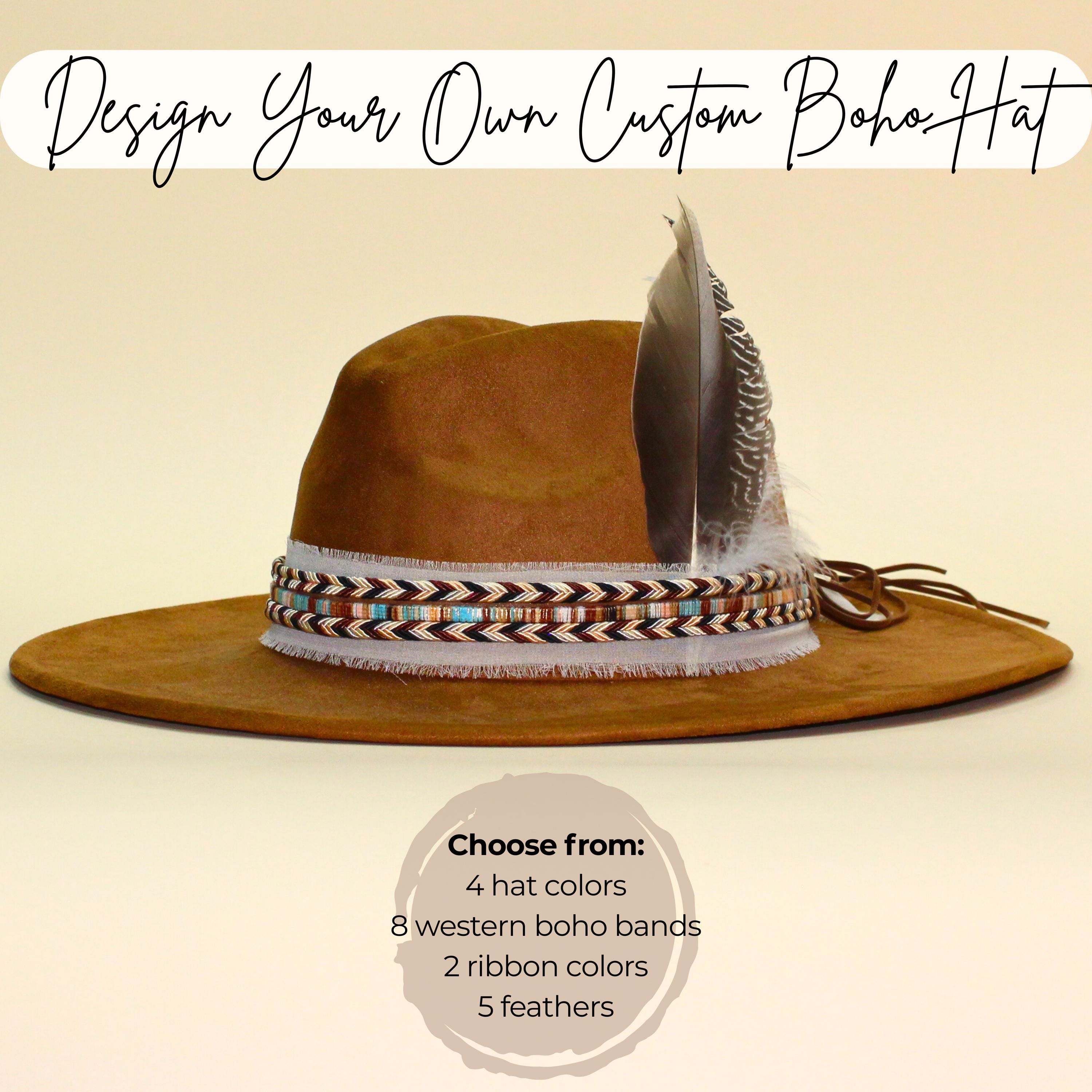 Design Your Own Custom Western Boho Hat Bar Wide Brim Fedora 