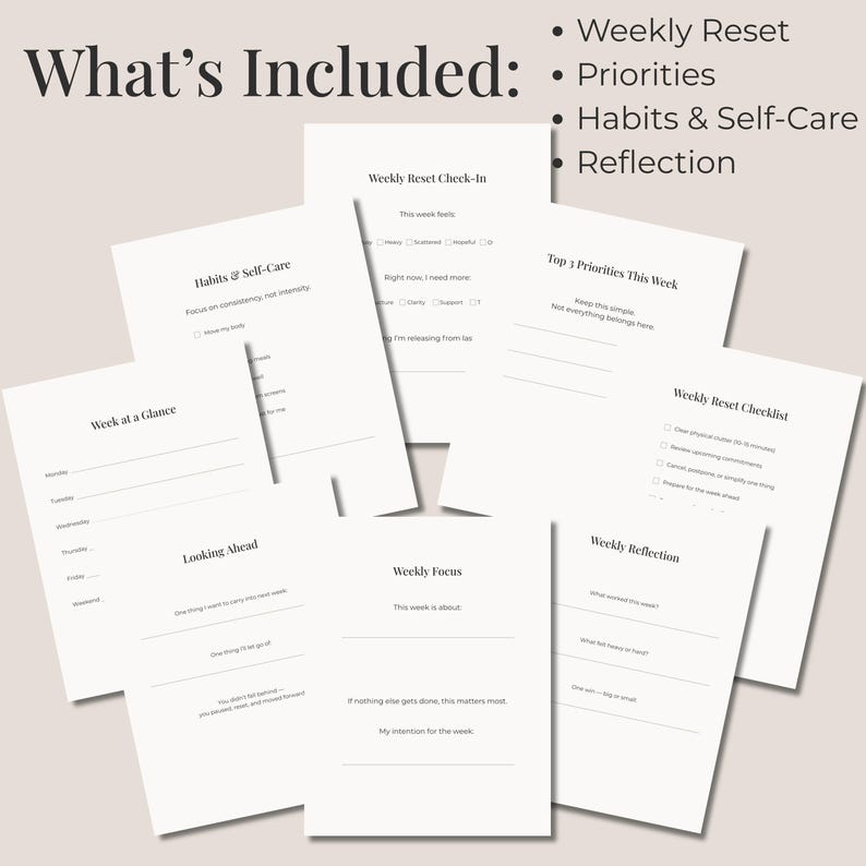 Weekly Reset Planner Printable & Canva Editable Life Reset Planner PDF ...