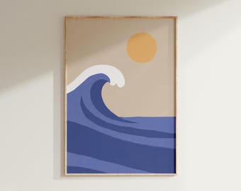 Küstenbrandung Poster: Tropische Meereswellen Deko (Digitaler Download)