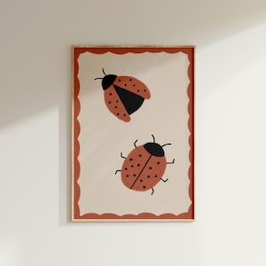 Ladybug Nursery Print | Baby Room Wall Art | Neutral Bug Poster | Kids Room Illustration | Toddler Wall Decor | Digital Download
