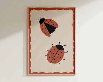 Ladybug Nursery Print | Baby Room Wall Art | Neutral Bug Poster | Kids Room Illustration | Toddler Wall Decor | Digital Download