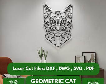 Geometrisk kattväggkonst | Laserskurna filer dxf svg pdf dwf