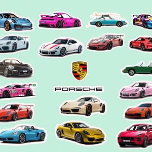 50 Iconic Sports Car Stickers PNG – Silhouette & Graphic Bundle – Instant Download