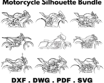 Motorcycle Silhouette Vector Bundle: Sportbike, Cruiser Art (PDF, SVG, DXF)