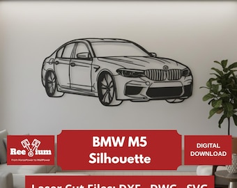 BMW M5 Silhouette | Laser Cut File | dxf dwg svg