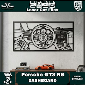 911 GT3 RS Dashboard Wall Art | CNC Laser Cut dxf svg dwg pdf png