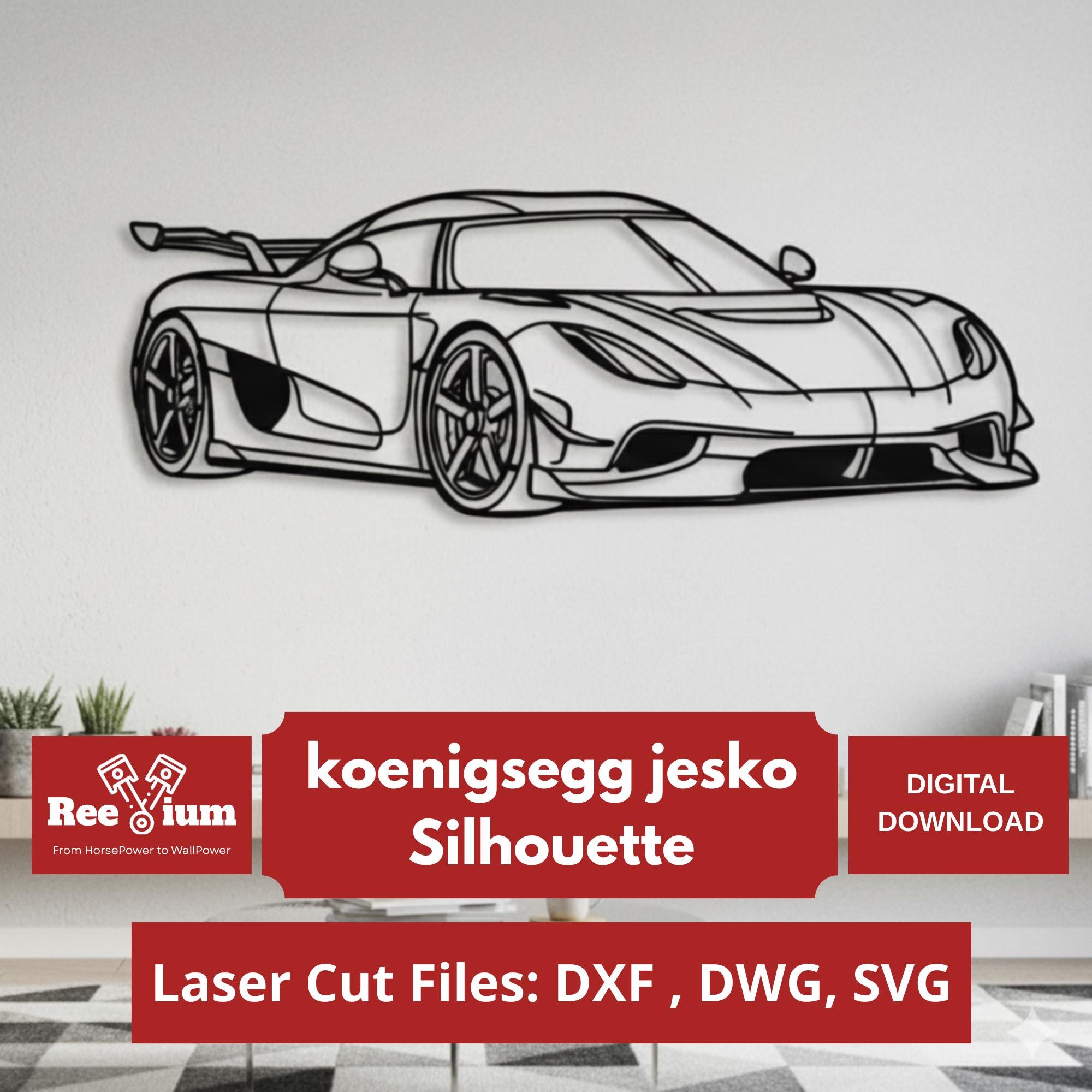 Koenigsegg Jesko Silhouette | Laser Cut Files | DXF DWG SVG