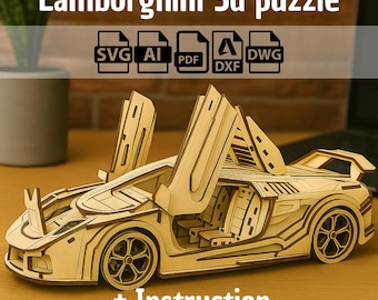 Lamborghini 3D Puzzle - Laser Cut Car Model Plans (Digital File)