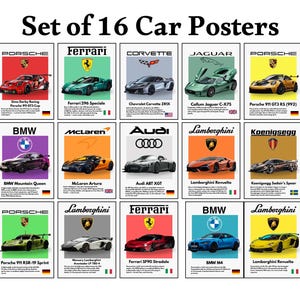 Supercar Poster Set: Ferrari, Lamborghini, Porsche Car Prints (Digital Download)