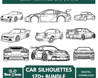 Silhuetas de carros clássicos: mais de 170 arquivos DXF e DWG de supercarros (download digital)