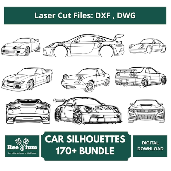 Classic Car Silhouettes: 170+ Supercar DXF, DWG Files (Digital Download)