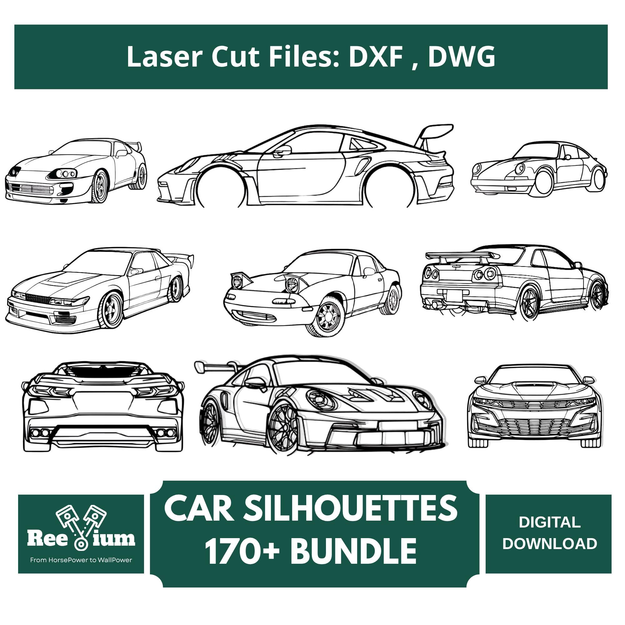 Classic Car Silhouettes: 170+ Supercar DXF, DWG Files (digital
