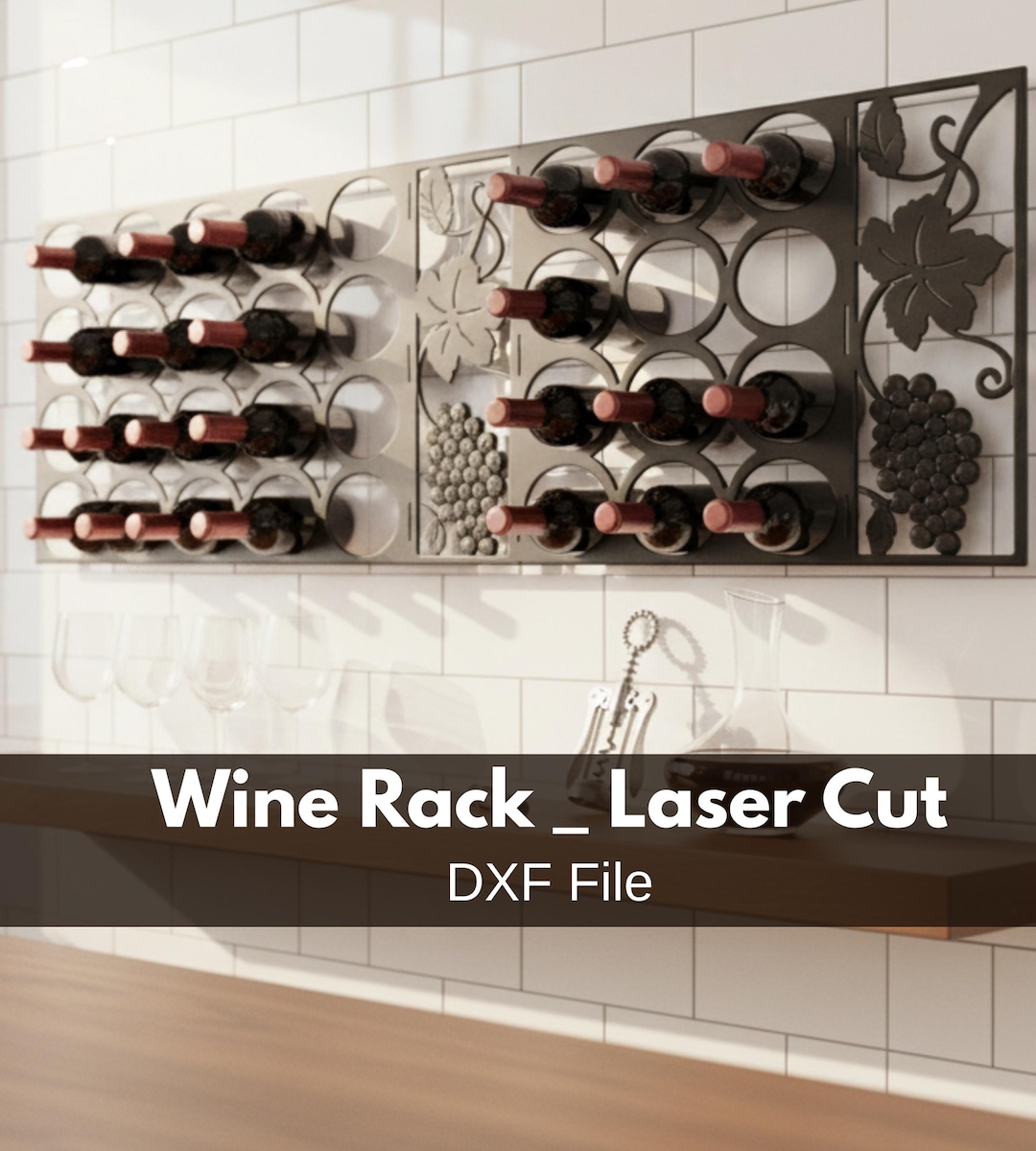 Wine Rack Dxf File | Laser Cut Wine Holder | CNC Pattern | Digital ...