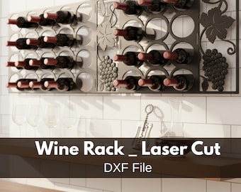Wine Rack dxf file | Laser cut wine holder | CNC pattern | Digital download